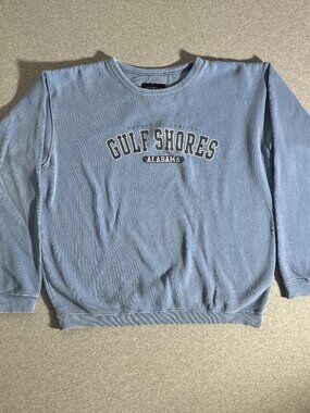 Gulf Shores Alabama Sweatshirt Extra Large -Light Blue with Dark blue text-